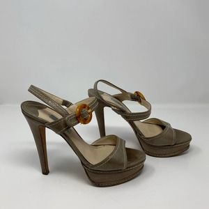 Prada Strappy Stacked Heel Slingback - image 1